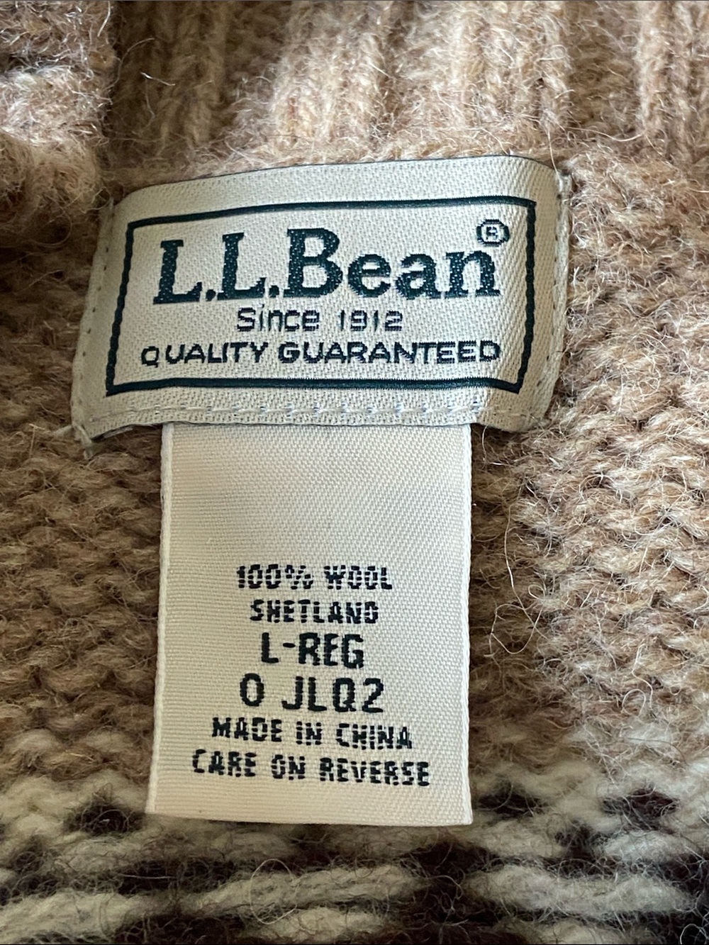 L.L.Bean 100% Shetland lambs wool quarter-zip Mens sweater Outdoors Size Large - Picture 5 of 9